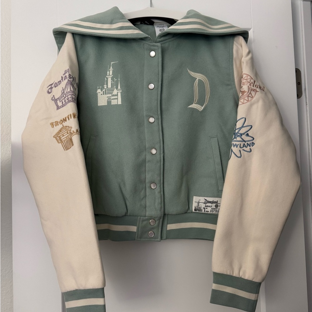 Disneyland Marquee Green and Cream Varsity Jacket